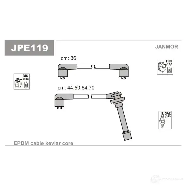Высоковольтные провода зажигания, комплект JANMOR jpe119 8RT 7DZ 5902925016478 2818145 изображение 0
