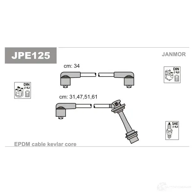 Высоковольтные провода зажигания, комплект JANMOR 9 ZOTIT 2818150 5902925016522 jpe125 изображение 0