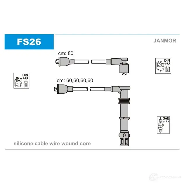 Высоковольтные провода зажигания, комплект JANMOR SC4BOM K fs26 5902925004314 2817268 изображение 0
