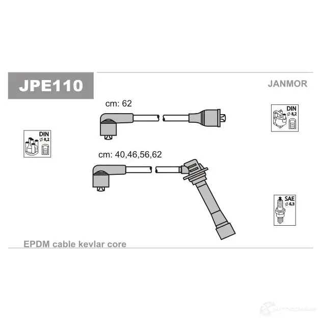 Высоковольтные провода зажигания, комплект JANMOR 2818136 jpe110 Q7JU5H Z 5902925016393