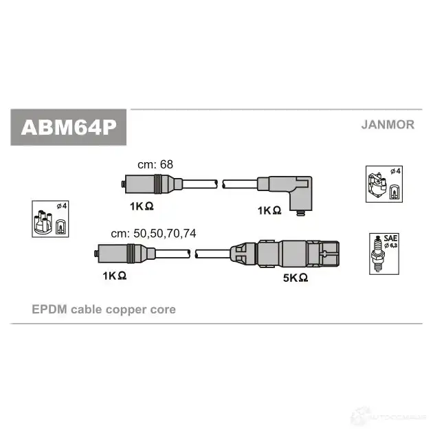 Высоковольтные провода зажигания, комплект JANMOR abm64p FN AK5 5902925008671 2816691 изображение 0