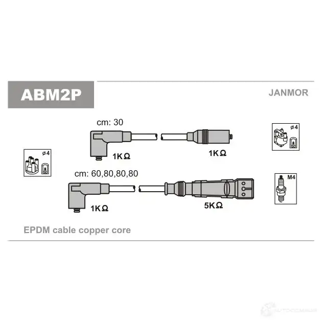 Высоковольтные провода зажигания, комплект JANMOR abm2p 2816635 J0W0 9 5902925013842