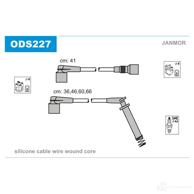 Высоковольтные провода зажигания, комплект JANMOR UW D83 ods227 2818382 5902925015419 изображение 0