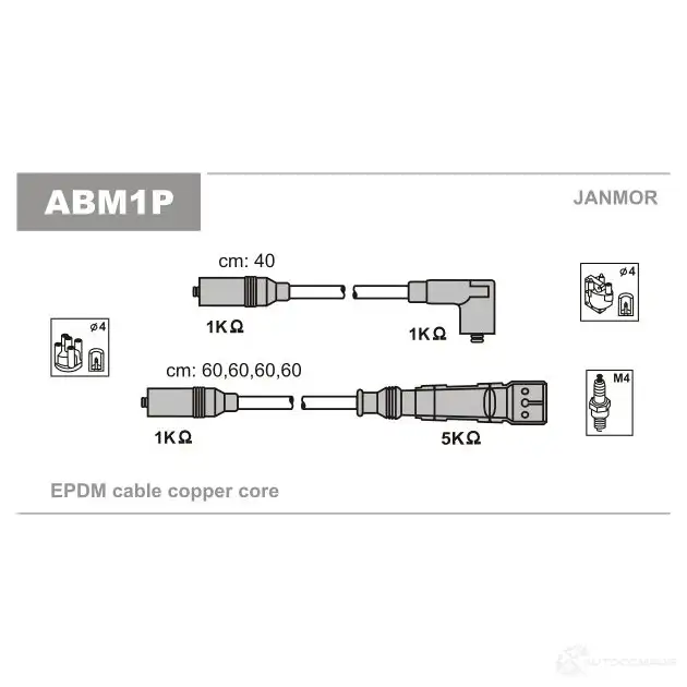 Высоковольтные провода зажигания, комплект JANMOR 5902925013835 Z74 AC abm1p 2816630 изображение 0