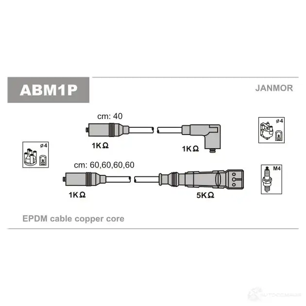 Высоковольтные провода зажигания, комплект JANMOR 5902925013835 Z74 AC abm1p 2816630