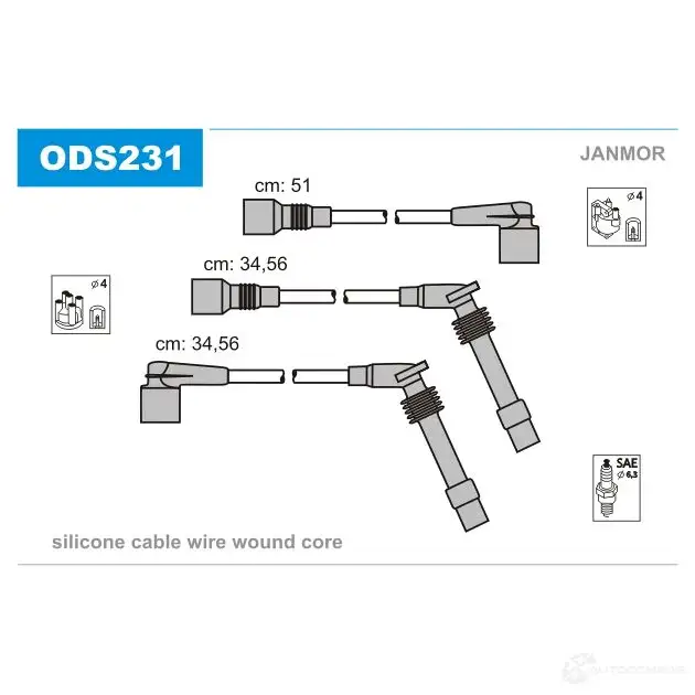 Высоковольтные провода зажигания, комплект JANMOR ods231 3LOL UF2 2818386 5902925015495 изображение 0