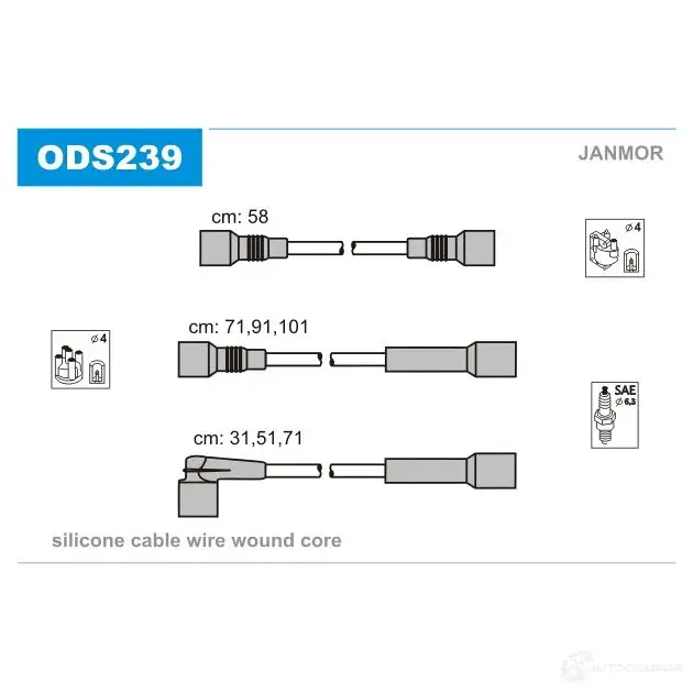 Высоковольтные провода зажигания, комплект JANMOR 2818394 SX12 NQL 5902925015655 ods239 изображение 0