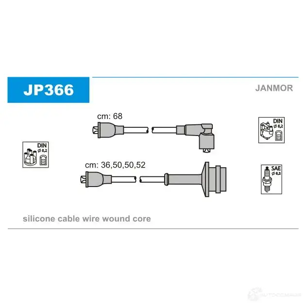 Высоковольтные провода зажигания, комплект JANMOR 2818101 P 3617I 5902925018908 jp366 изображение 0