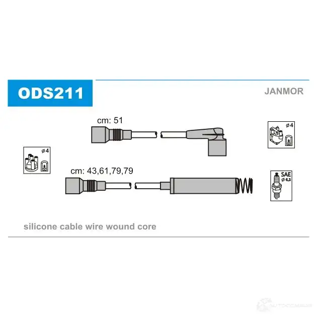 Высоковольтные провода зажигания, комплект JANMOR ods211 5902925015099 606HD RF 2818366