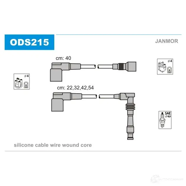 Высоковольтные провода зажигания, комплект JANMOR R5K2 JPK 2818370 5902925015181 ods215 изображение 0