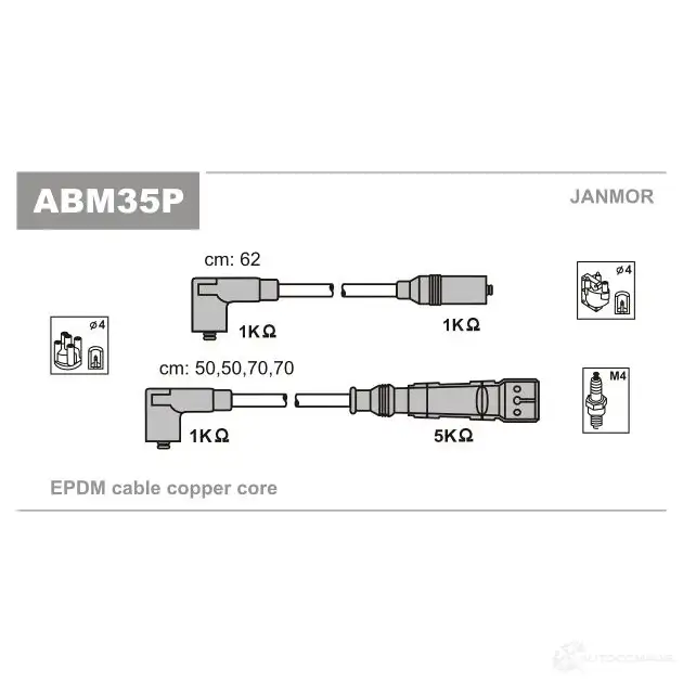 Высоковольтные провода зажигания, комплект JANMOR 2816644 5902925013965 C6H4AZ Z abm35p изображение 0