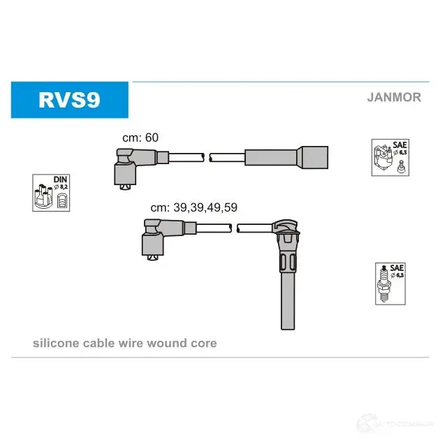 Высоковольтные провода зажигания, комплект JANMOR rvs9 QFI VR 2818581 5902925011794 изображение 0