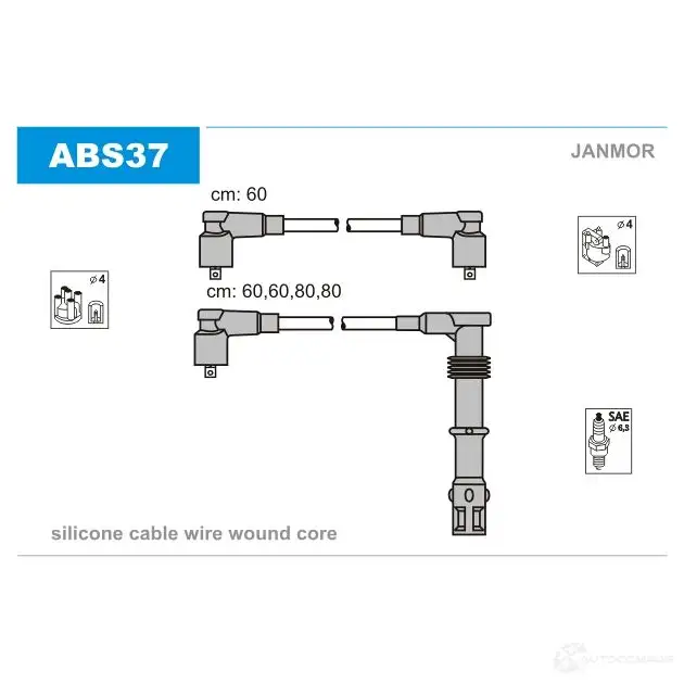 Высоковольтные провода зажигания, комплект JANMOR 2816748 5902925011381 abs37 NAT AC изображение 0