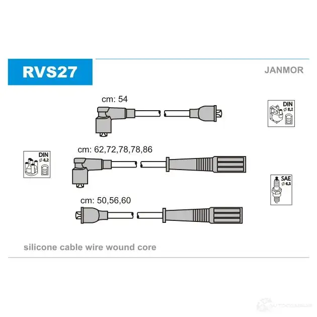 Высоковольтные провода зажигания, комплект JANMOR rvs27 5902925021069 2818562 TNR2 VK1 изображение 0