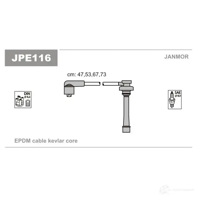 Высоковольтные провода зажигания, комплект JANMOR jpe116 5902925014757 2818142 UK G4VJ изображение 0