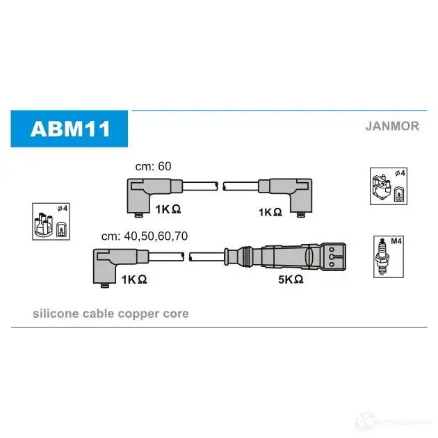 Высоковольтные провода зажигания, комплект JANMOR abm11 5902925000958 VG7W ON 2816611