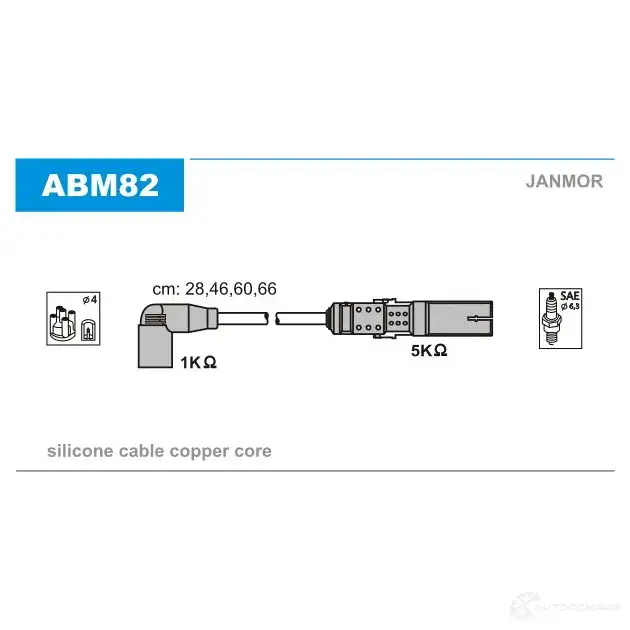 Высоковольтные провода зажигания, комплект JANMOR 2816718 M4EVT 9W 5902925016027 abm82 изображение 0