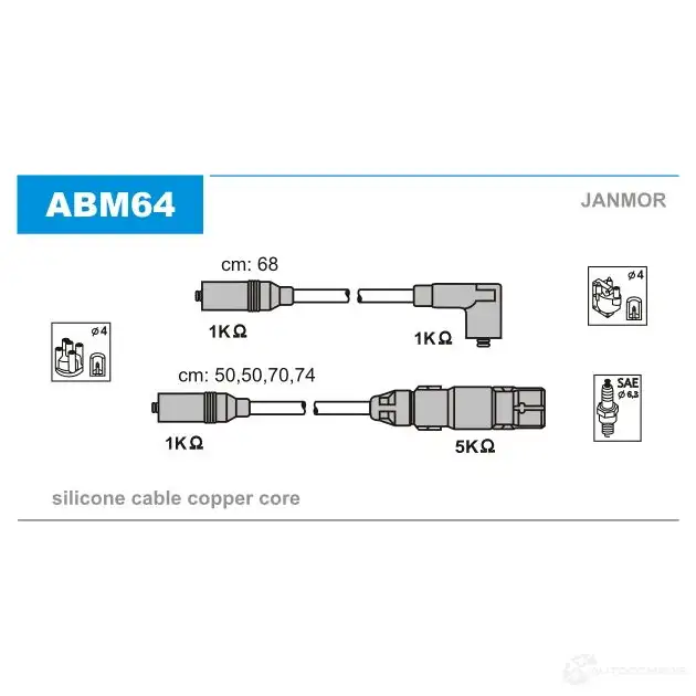 Высоковольтные провода зажигания, комплект JANMOR 5902925011602 abm64 2816690 D Z0X5HG изображение 0