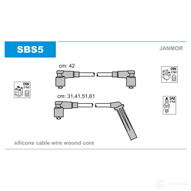 Высоковольтные провода зажигания, комплект JANMOR 2818659 5902925011992 sbs5 J NF1FY