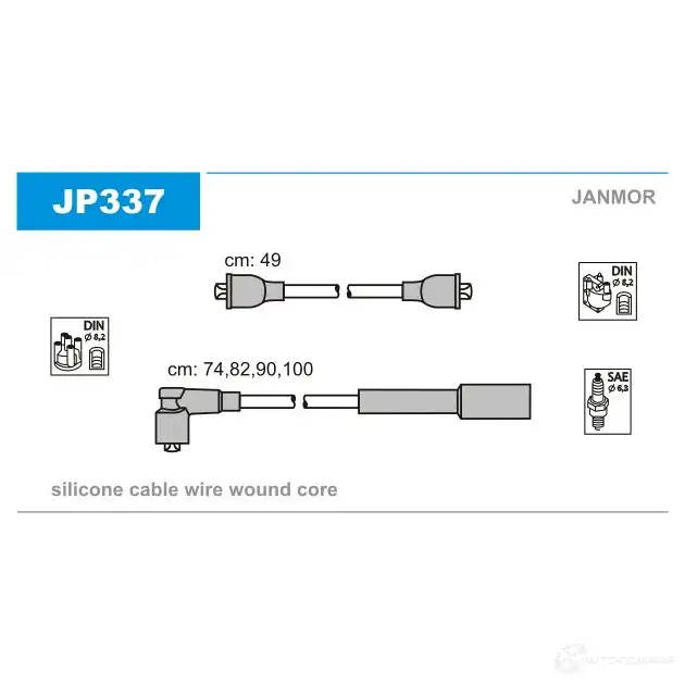 Высоковольтные провода зажигания, комплект JANMOR jp337 Q8LH S 2818073 5902925018618 изображение 0