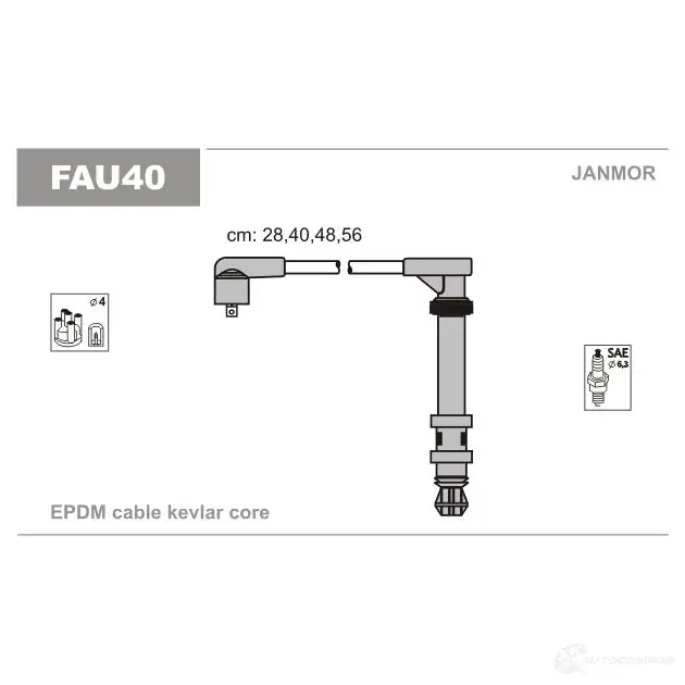 Высоковольтные провода зажигания, комплект JANMOR fau40 2817245 325 ZC 5902925008718