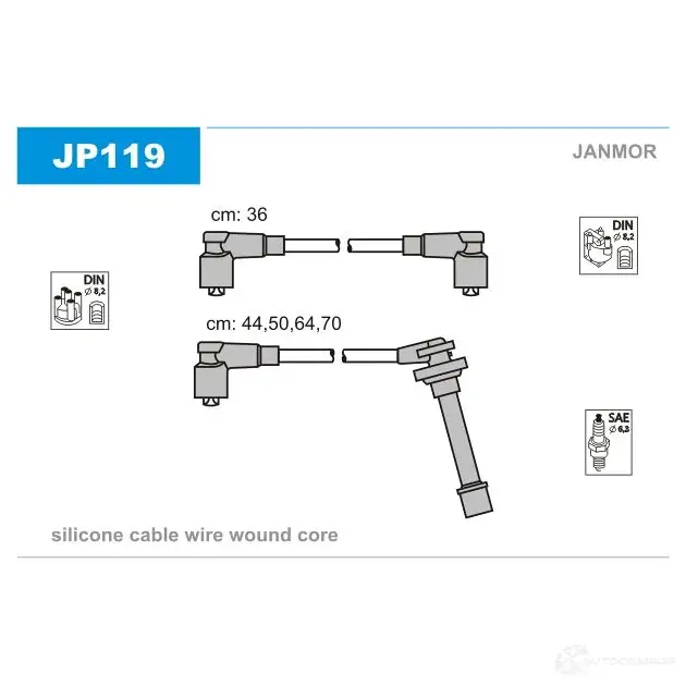 Высоковольтные провода зажигания, комплект JANMOR D8A8R R 5902925010964 2817919 jp119 изображение 0