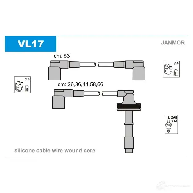 Высоковольтные провода зажигания, комплект JANMOR 2818681 5902925011251 vl17 B9P HU изображение 0