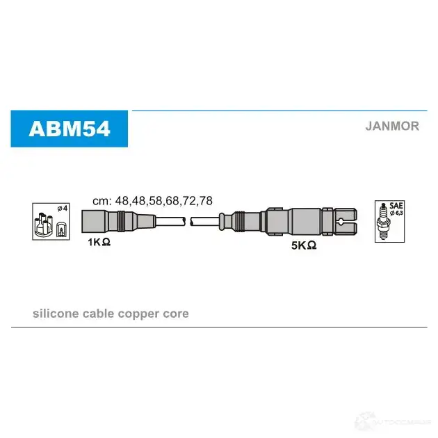Высоковольтные провода зажигания, комплект JANMOR abm54 K 2YUP 2816673 5902925011558 изображение 0