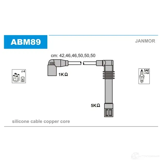 Высоковольтные провода зажигания, комплект JANMOR abm89 2816724 JQ0R 0V3 5902925020864 изображение 0