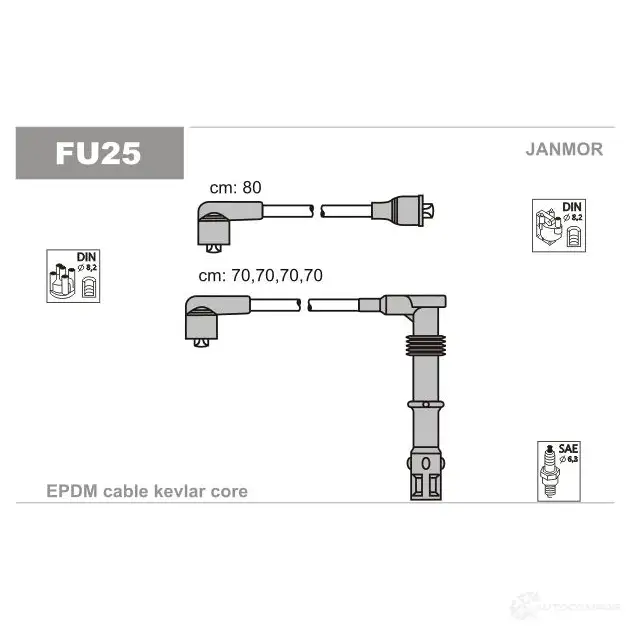 Высоковольтные провода зажигания, комплект JANMOR 5902925014320 T2L 0OIP 2817317 fu25 изображение 0