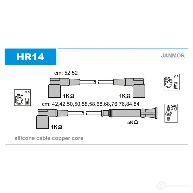 Высоковольтные провода зажигания, комплект JANMOR 2817356 MWJC T hr14 5902925020659 изображение 0