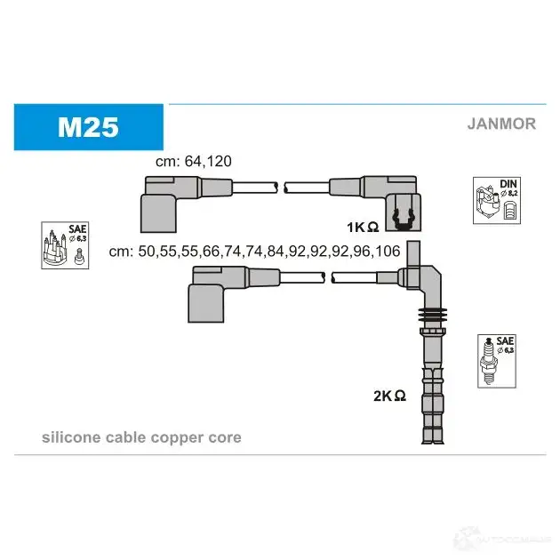 Высоковольтные провода зажигания, комплект JANMOR Q 3Y3J m25 5902925005137 2818325 изображение 0