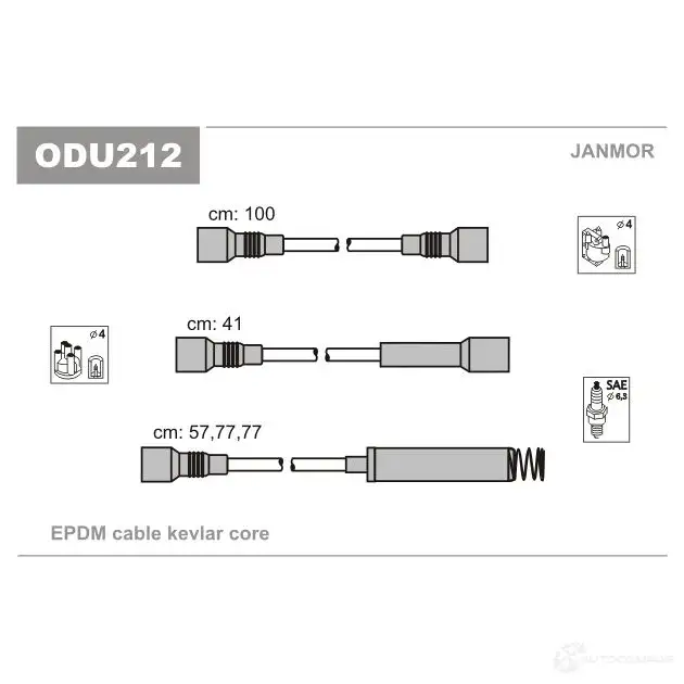 Высоковольтные провода зажигания, комплект JANMOR odu212 KB QR9 2818421 5902925015129