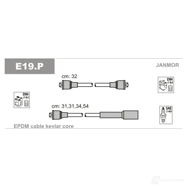 Высоковольтные провода зажигания, комплект JANMOR 2817151 K35J Y5 e19p 5902925000354