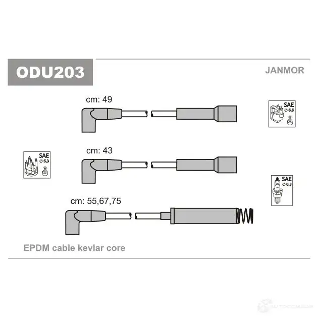 Высоковольтные провода зажигания, комплект JANMOR 2818412 5902925014948 odu203 E GEM3Y изображение 0