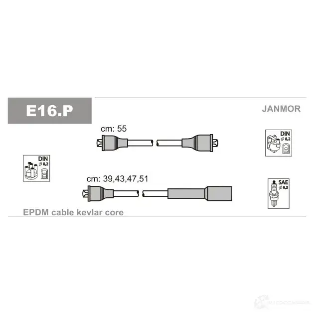Высоковольтные провода зажигания, комплект JANMOR 5902925007285 e16p 2817148 OK ZM5DO изображение 0