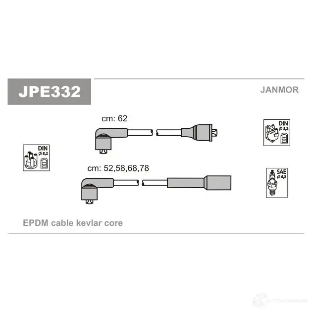Высоковольтные провода зажигания, комплект JANMOR jpe332 2818254 5902925010032 I6AGN G9 изображение 0