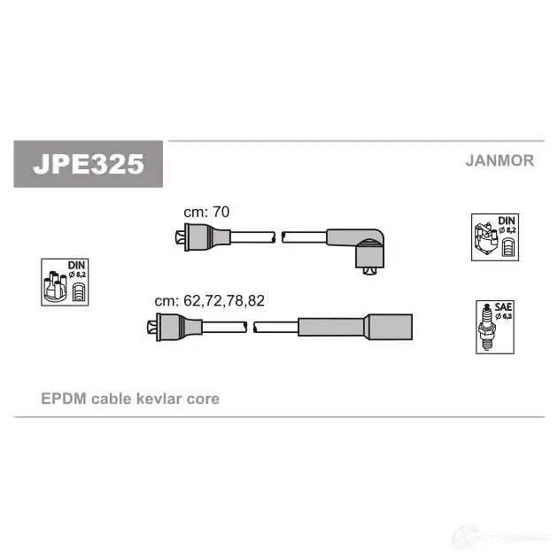 Высоковольтные провода зажигания, комплект JANMOR 2818247 T Q8I6 5902925009968 jpe325 изображение 0