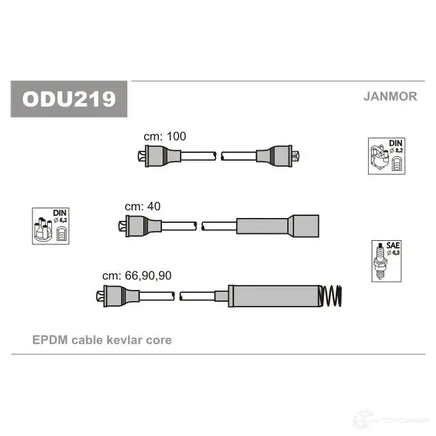 Высоковольтные провода зажигания, комплект JANMOR odu219 2818428 7Y EVG 5902925015266 изображение 0