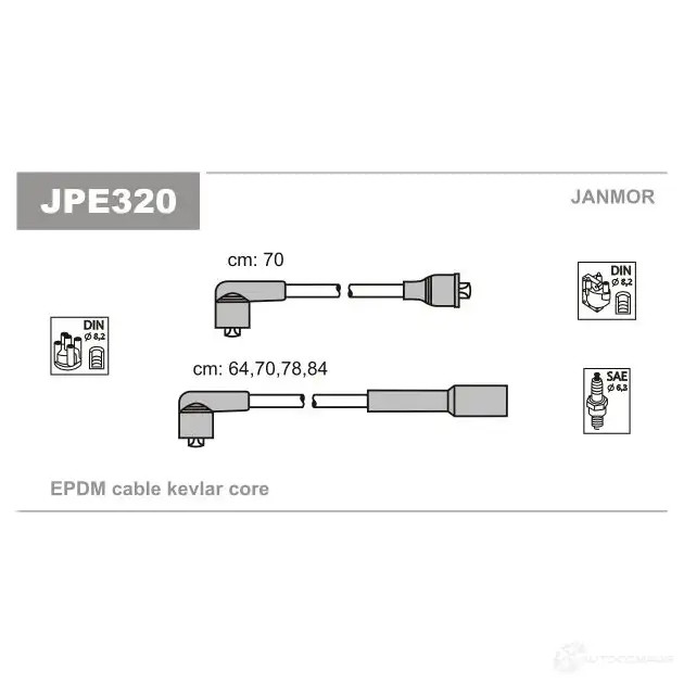 Высоковольтные провода зажигания, комплект JANMOR jpe320 CE TPS7 2818243 5902925009869 изображение 0
