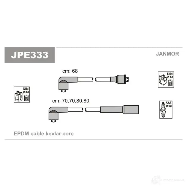 Высоковольтные провода зажигания, комплект JANMOR J CHV7B jpe333 2818255 5902925010049