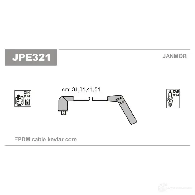 Высоковольтные провода зажигания, комплект JANMOR NN0X 1 jpe321 5902925009876 2818244