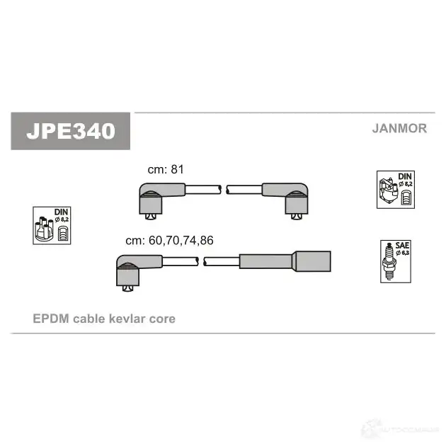 Высоковольтные провода зажигания, комплект JANMOR TA628 D 5902925010117 2818262 jpe340