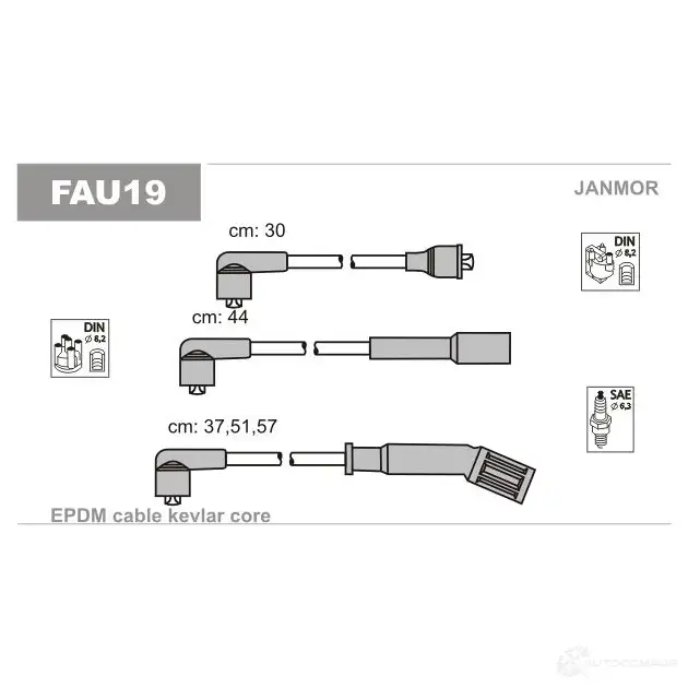 Высоковольтные провода зажигания, комплект JANMOR fau19 DFEXT O 2817222 5902925008862