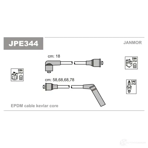 Высоковольтные провода зажигания, комплект JANMOR 2818266 14IH PD 5902925010155 jpe344 изображение 0