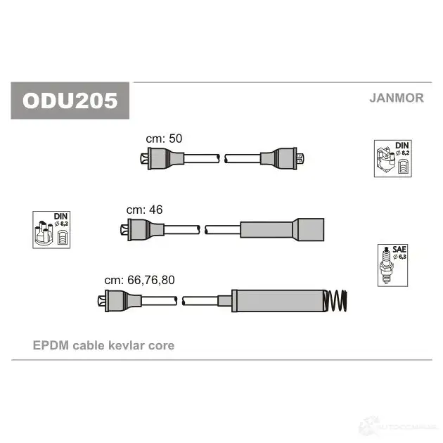 Высоковольтные провода зажигания, комплект JANMOR odu205 5902925014986 K9BUJM 4 2818414 изображение 0
