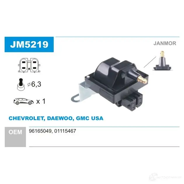 Катушка зажигания JANMOR jm5219 5902925207463 8KBX2 D 2817610