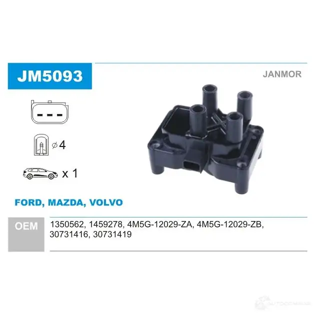 Катушка зажигания JANMOR 5902925205209 2GLT KP 2817486 jm5093