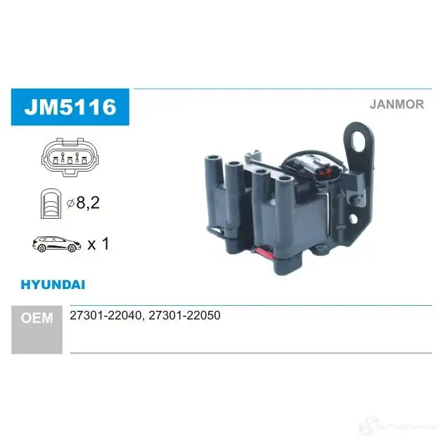 Катушка зажигания JANMOR 5902925205438 MR5 Y85T jm5116 2817509