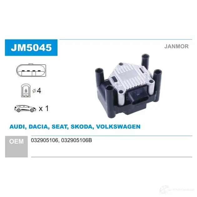 Катушка зажигания JANMOR 5902925204721 CQZ 13 jm5045 2817439